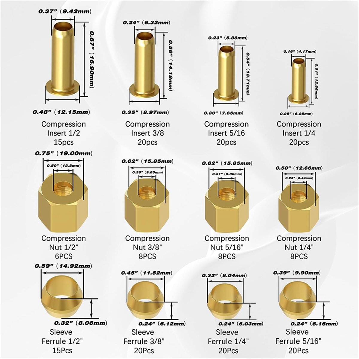 Compression Fitting Brass - Kit de Conexões de Compressão AT16
